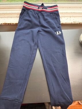 GAP Navy Joggers with Red-White Stripe Waistband